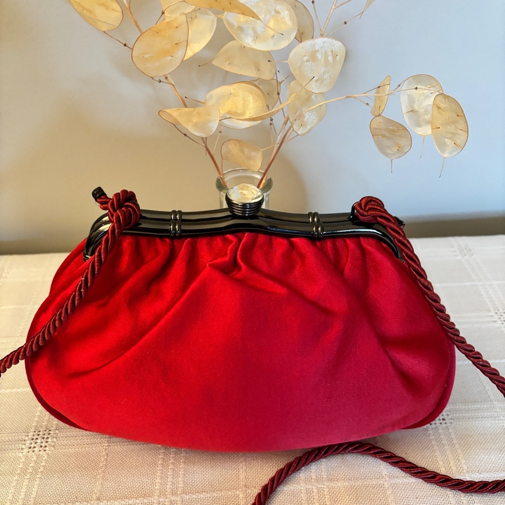 Barbara Bolan Vintage 80s 90s Red Silk Purse